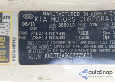 2013 Kia Soul ! z USA, uszkodzony, nr VIN KNDJT2A66D7775605